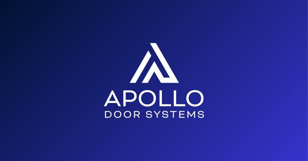 Apollo Door Systems Logo on blue background