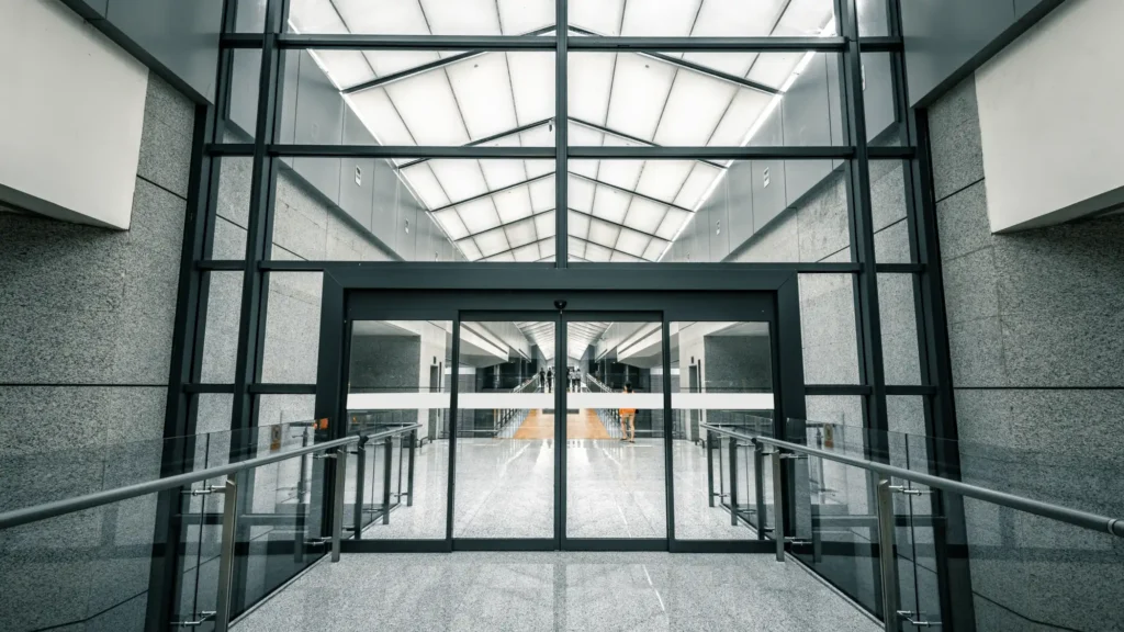 automatic doors on office building