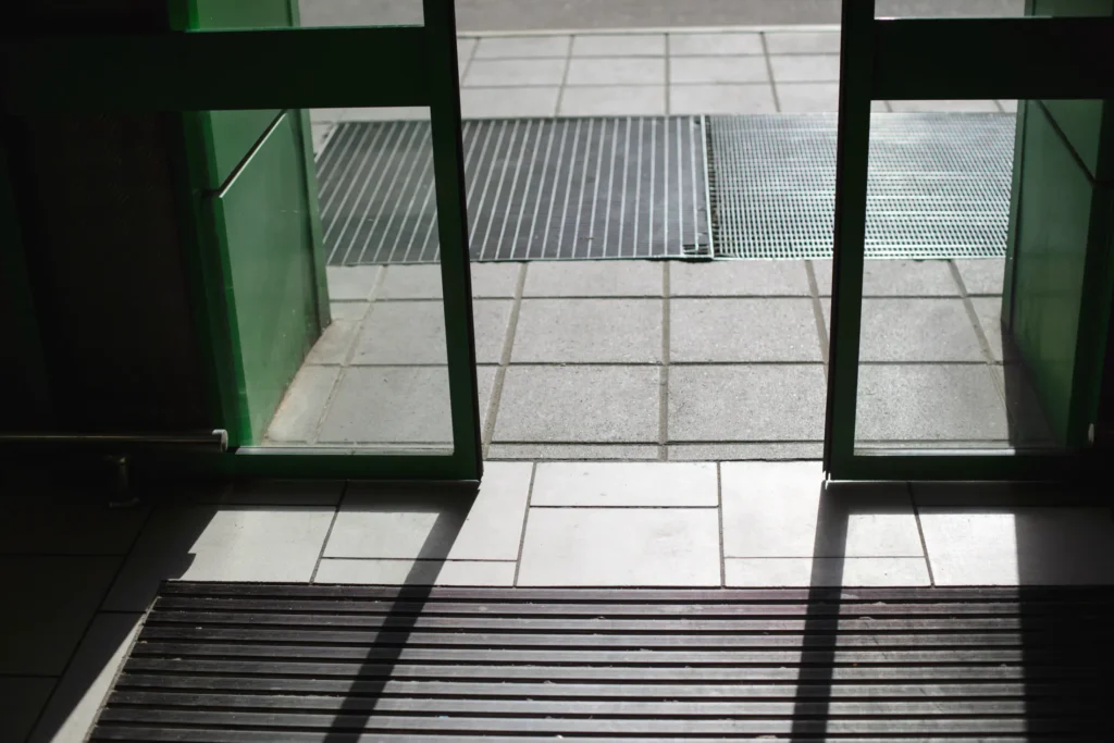 automatic door being pressure tested for preventative maintenance