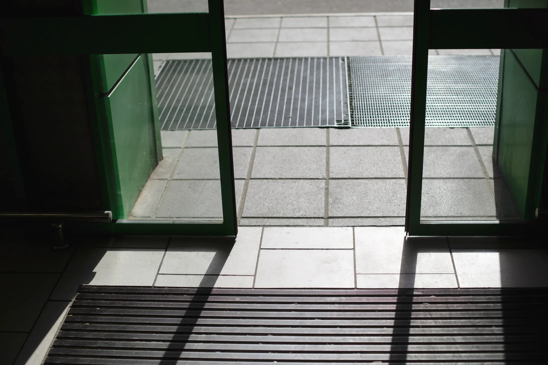 automatic door being pressure tested for preventative maintenance