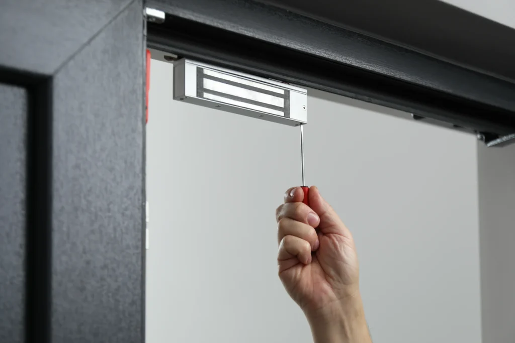 commercial door with maglock
